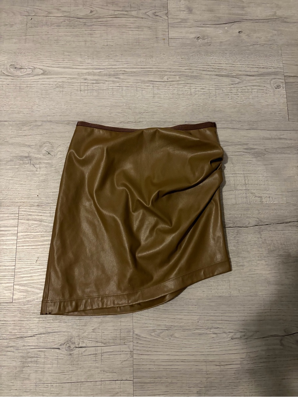 Helmut Lang Brown Faux-Leather Mini Skirt